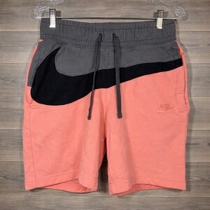Nike Big Swoosh Pull On Basketball Shorts Men's Sz S Pink Grey Athleisure Sporty